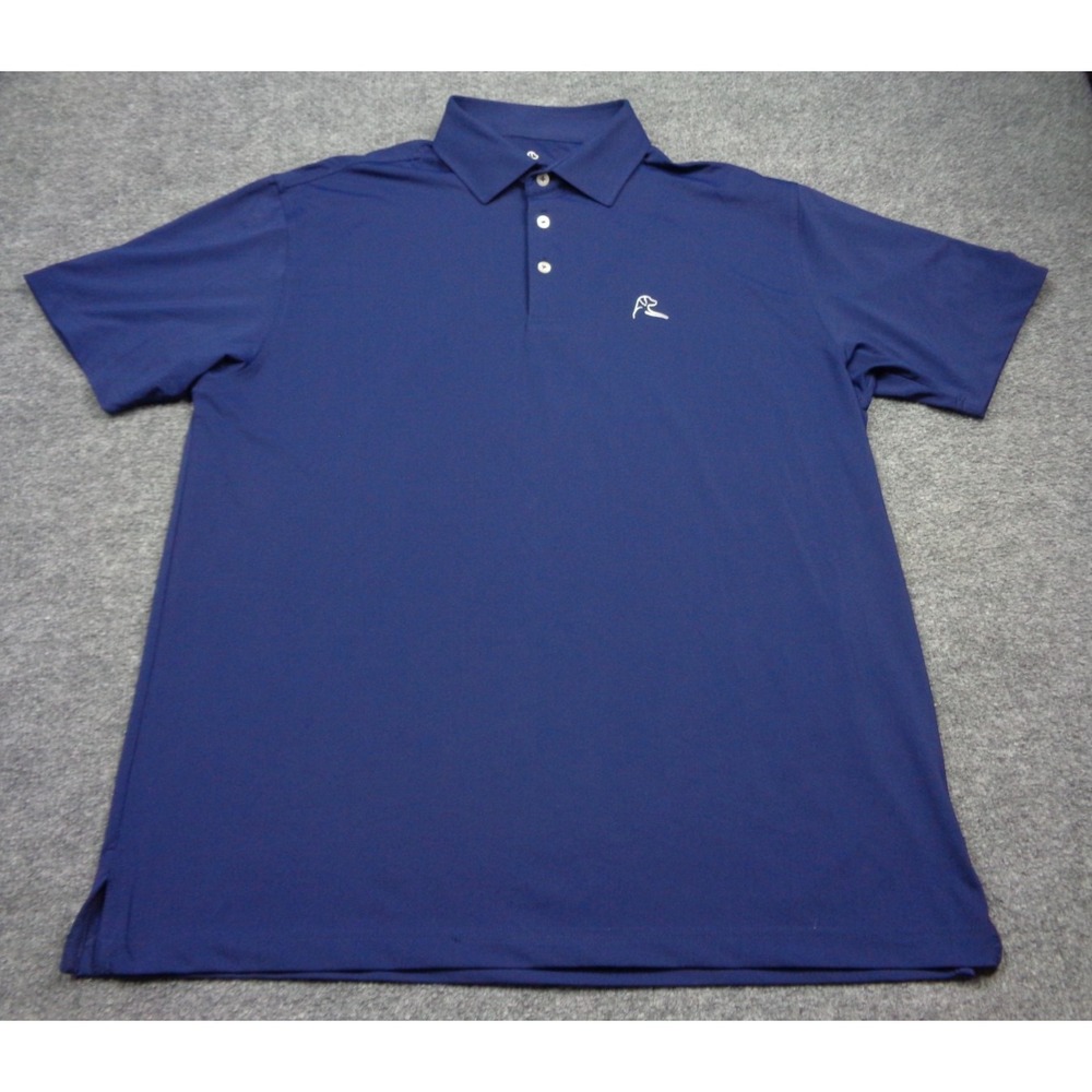 Rhoback Polo Shirt Mens Large Dark Blue Golf Polo Performance Stretch - Picture 1 of 12